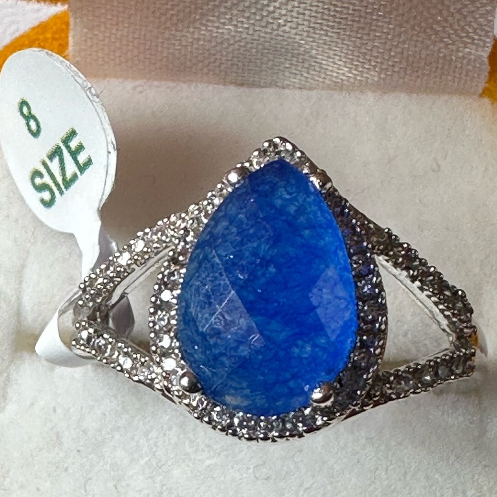 Genuine Lapis Quartz on rhodium plating